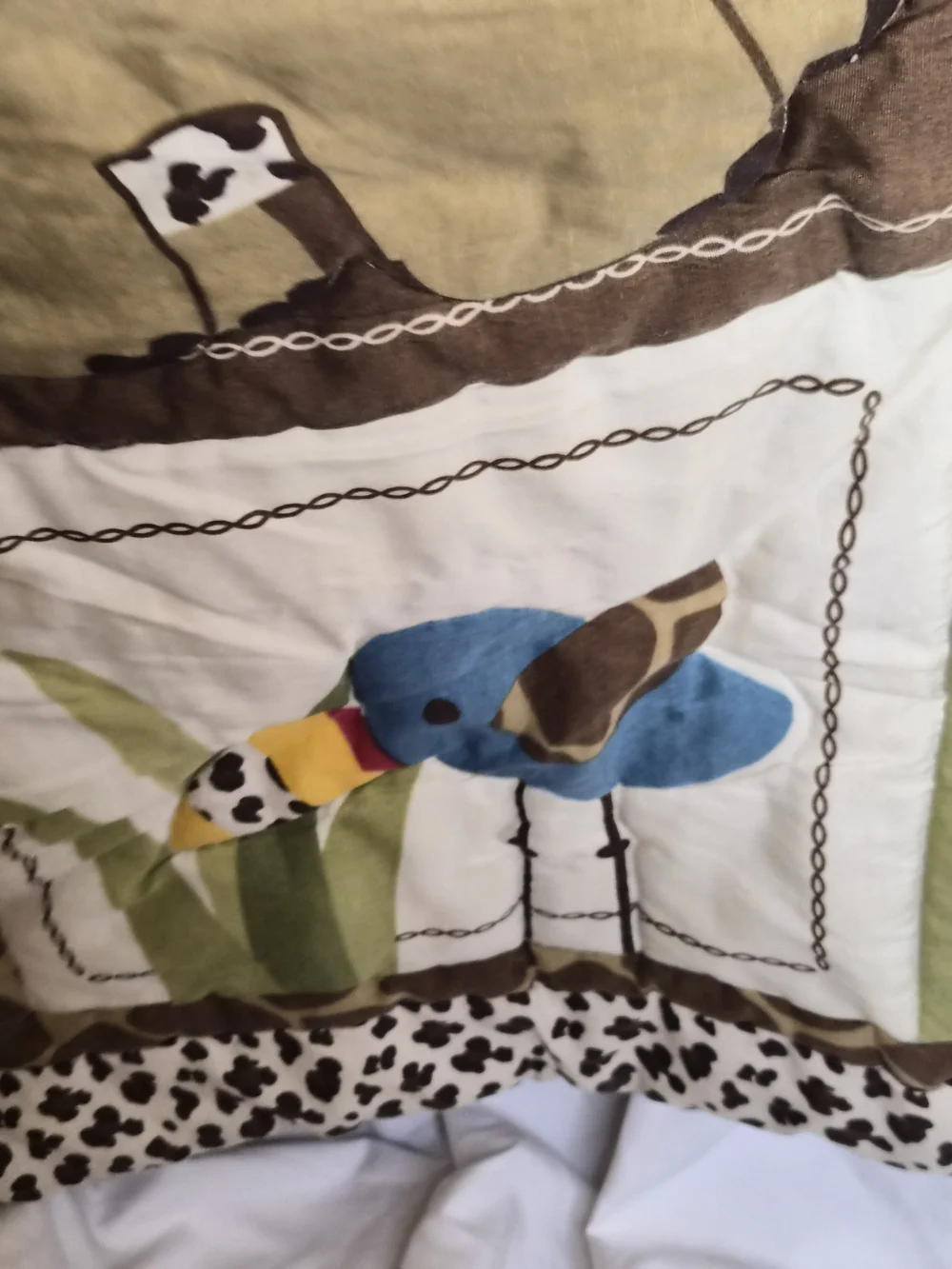 Safari Animals Patchwork Baby Quilt Crawling Tummy Time Blanket- Green and Brown